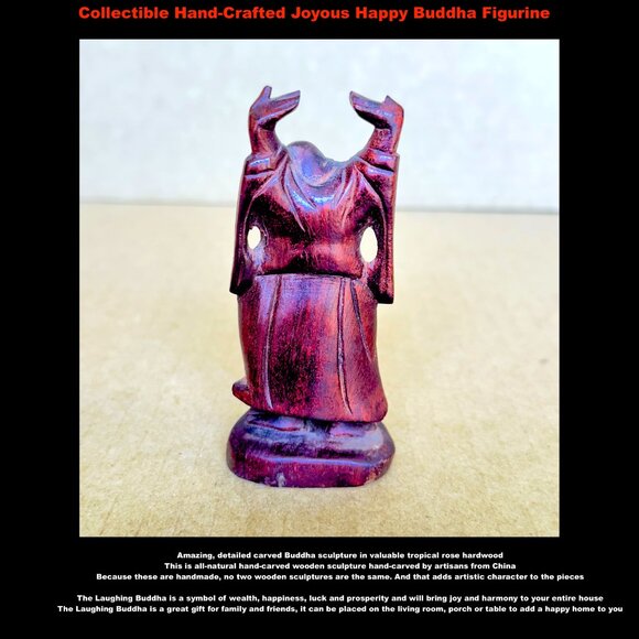 Joyous Vintage Solid Wood Hand Carved Fat & Happy Hotei Buddha - Picture 4 of 9